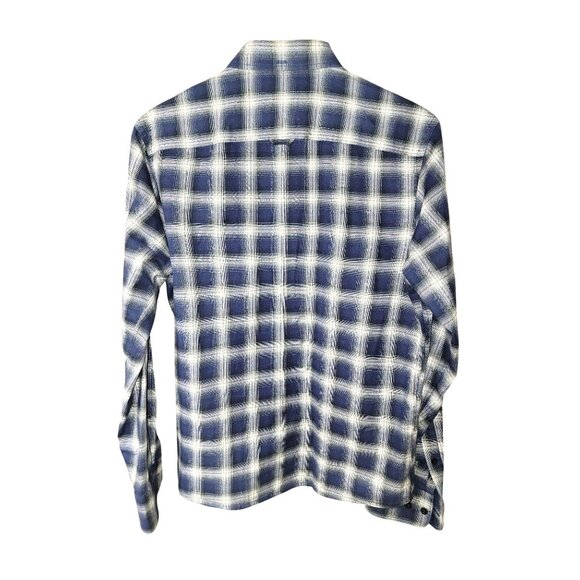 Nordstrom Mens Trim Fit Long Sleeve Blue & White Plaid Button-Up Shirt 100% Cott - Picture 2 of 5